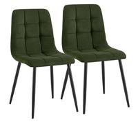 CLP Set de 2 sillas de Comedor Antibes tapizadas, sillas de Cocina con Respaldo y tapizado de Pana, Estructura Metalica hasta 150 kg, Color:Verde Claro