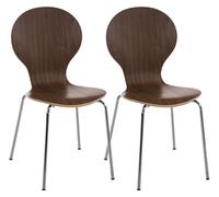 Set de 2 sillas de comedor apilable diego madera nogal 45x43x86 cm