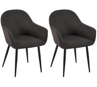 CLP Set De 2 Sillas De Comedor Boise En Tela con Base Metálica I Juego De 2 Butacas De Salón con Reposabrazos & Respaldo, Color:Negro
