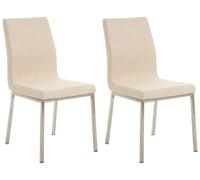 CLP Set De 2 Sillas De Comedor Colmar Tapizadas En Tela I Juego De 2 Butacas con Respaldo Acolchadas & Base Metálica | Color Crema