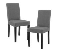 Set de 2 sillas de comedor den haag tapizadas textil y madera 90x42x48 gris oscuro negro [en.casa]