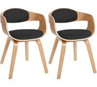 CLP Set De 2 Sillas De Comedor Kingston En Tela & Madera I Pack De 2 Butacas Nórdicas para Reuniones Modernas, Color:Natural/Gris Oscuro, Color del Marco:Natura