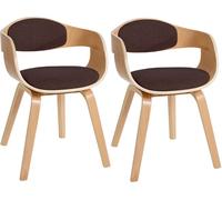 CLP Set De 2 Sillas De Comedor Kingston En Tela & Madera I Pack De 2 Butacas Nórdicas para Reuniones Modernas, Color:Natural/marrón, Color del Marco:Natura