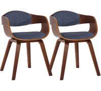 CLP Set De 2 Sillas De Comedor Kingston En Tela & Madera I Pack De 2 Butacas Nórdicas para Reuniones Modernas, Color:Nuez/Azul, Color del Marco:Nuez