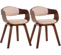 CLP Set De 2 Sillas De Comedor Kingston En Tela & Madera I Pack De 2 Butacas Nórdicas para Reuniones Modernas, Color:Nuez/Crema, Color del Marco:Nuez