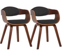 CLP Set De 2 Sillas De Comedor Kingston En Tela & Madera I Pack De 2 Butacas Nórdicas para Reuniones Modernas, Color:Nuez/Gris Oscuro, Color del Marco:Nuez