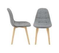 [en.casa] Set de 2 Sillas de Diseño Kopparberg 86 x 53 x 47 cm Sillas de Comedor Cocina Salón Asiento Tapizado Cómodo para Oficina Patas de Haya Gris Claro