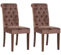 CLP Set De 2 Sillas De Comedor Lisburn En Tela o Terciopelo I Butacas con Respaldo Alto & Base De Madera De 4 Patas, Color:marrón, Material:Terciopelo