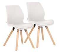 Set de 2 sillas de comedor luna simil cuero blanco 58x49x87.5 cm