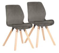 Set de 2 sillas de comedor luna terciopelo gris 58x49x87.5 cm