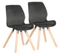 Set de 2 sillas de comedor luna terciopelo gris oscuro 58x49x87.5 cm