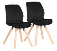 Set de 2 sillas de comedor luna terciopelo negro 58x49x87.5 cm