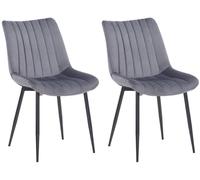 CLP Set De 2 Sillas De Comedor Rahden En Terciopelo I Butacas De Salón Moderna con Base Metálica & Sin Reposabrazos, Color:Gris