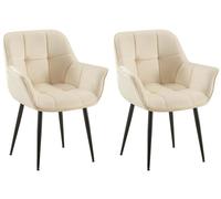 Set de 2 sillas de comedor rosevilla en terciopelo crema 58x65x85 cm