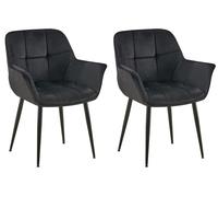 Set de 2 sillas de comedor rosevilla en terciopelo negro 58x65x85 cm