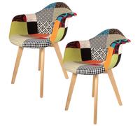 Set de 2 sillas de comedor scandin de madera multicolor de 85x43,5x62cm