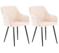 CLP Set De 2 Sillas De Comedor Shila Tapizadas En Terciopelo o Tela I Butacas De Salón Modernas con Reposabrazos, Color:Beige, Material:Terciopelo