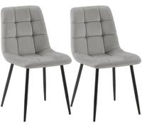 CLP Set de 2 sillas de Comedor tapizadas Tilde, sillas de Cocina con Respaldo y Patas de Metal Negro, soporta hasta 150 kg Color:Gris;Material:Terciopelo