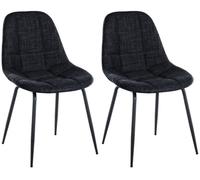 Set de 2 sillas de comedor tom en tela o polipiel negro 52x46x82 cm