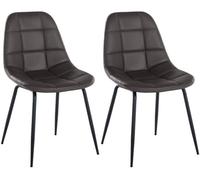 Set de 2 sillas de comedor tom en tela o polipiel simil cuero marrón 52x46x82 cm