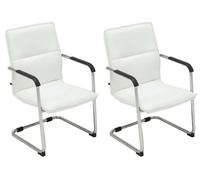 Set de 2 sillas de conferencia seattle asiento de forma ergonómica con reposabrazos y base de metal robusto color blanco