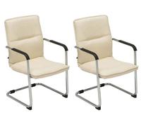 Set de 2 sillas de conferencia seattle asiento de forma ergonómica con reposabrazos y base de metal robusto color crema