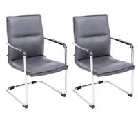 Set de 2 sillas de conferencia seattle asiento de forma ergonómica con reposabrazos y base de metal robusto color gris