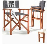 Set de 2 sillas de director Premium antracita, madera de eucalipto certificada FSC®, acolchadas