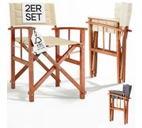 CASARIA 2X Sillas Director Plegables Acolchadas Madera Eucalipto Cert. FSC