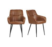 Set de 2 sillas de diseño acolchadas de poliuretano marrón y metal negro MONTERO