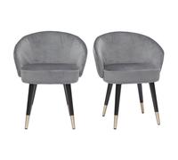 Set de 2 sillas de diseño de terciopelo gris y patas de metal negro BRIZO