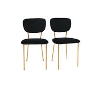 Set de 2 sillas de diseño de terciopelo negro y metal dorado LEPIDUS