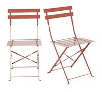 Set de 2 sillas de exterior plegables de acero color terracota