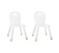 Set de 2 sillas de madera para niños-decoración nube-color blanco, marrón, l. 30 x l. 50 x h. 30 cm