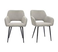Set de 2 sillas de pana color topo y metal negro LAURETTE