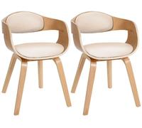 Set de 2 sillas de salón kingston en polipiel simil cuero natural/crema 46x49x73 cm