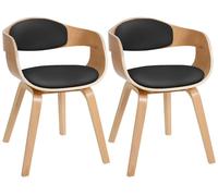 Set de 2 sillas de salón kingston en polipiel simil cuero natural/negro 46x49x73 cm