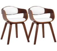 Set de 2 sillas de salón kingston en polipiel simil cuero nogal/blanco 46x49x73 cm