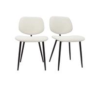 Set de 2 sillas de tejido efecto borreguillo blanco y metal negro TOBIAS