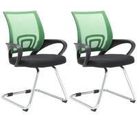 Set de 2 sillas en estilo cantilever eureka con reposabrazos y tapizado con tejido en red color verde