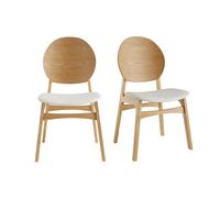 Set de 2 sillas nórdicas de madera clara y poliuretano blanco ELTON