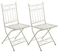 Set de 2 sillas de balcón asina plegables metal crema antiguo 40x42x94 cm