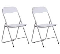 CLP Set De 2 Sillas Plegables Felix con Estructura De Metal I Juego De 2 Sillas De Conferencia Acolchada & Plegable, Color:Blanco/Plata