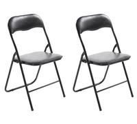 CLP Set De 2 Sillas Plegables Felix con Estructura De Metal I Juego De 2 Sillas De Conferencia Acolchada & Plegable, Color:Negro/Negro