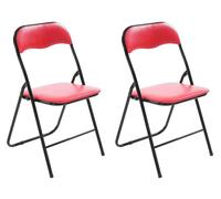 CLP Set De 2 Sillas Plegables Felix con Estructura De Metal I Juego De 2 Sillas De Conferencia Acolchada & Plegable, Color:Rojo/Negro