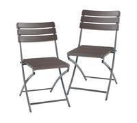 [en.casa] Conjunto de 2 Sillas Camping Jardín Terraza Festivales Interior/Exterior Set Sillas Plegables con Respaldo 4 Patas Robustas Metal y Plástico 81x58x46 cm - Efecto Madera marrón Oscuro