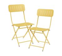 Set de 2 sillas plegables sande acero 85x42x50cm - amarillo [en.casa]