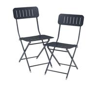 Set de 2 sillas plegables sande acero 85x42x50cm - negro [en.casa]