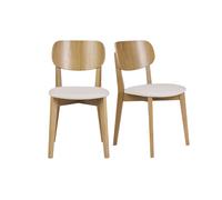 Set de 2 sillas vintage de madera de roble claro y borreguillo LUCIA