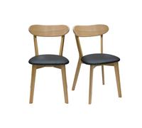 Set de 2 sillas vintage de madera de roble claro y negro DOVE
